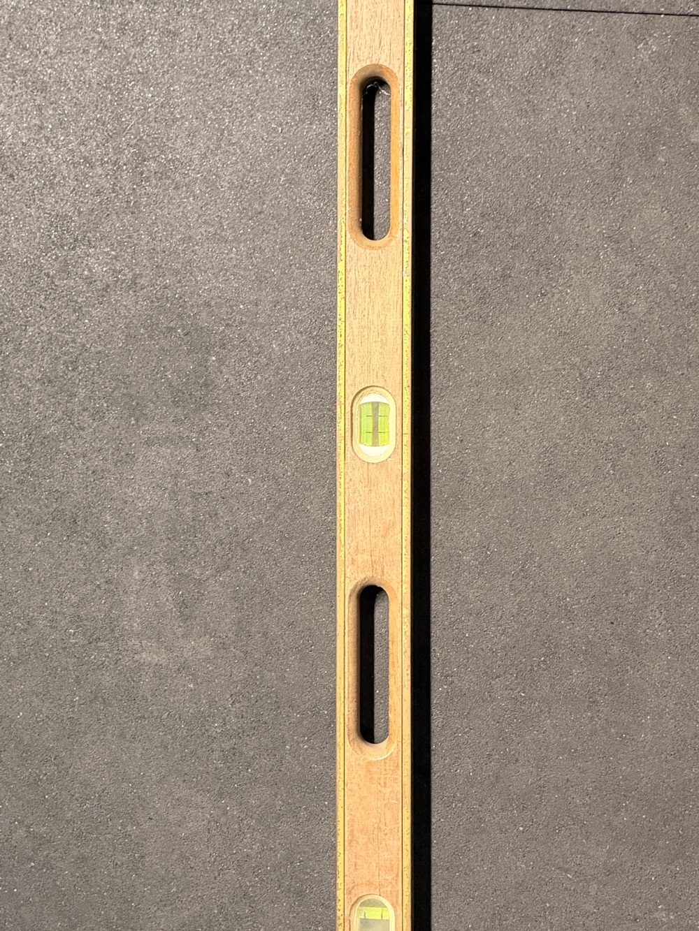 Vintage Mayes 48 inch wooden level with brass accents (needs Some Love)